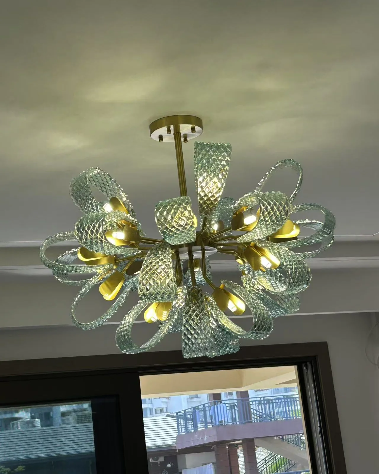 WOMO Peacock Blue Art Glass Chandelier-WM2213b - Image 25