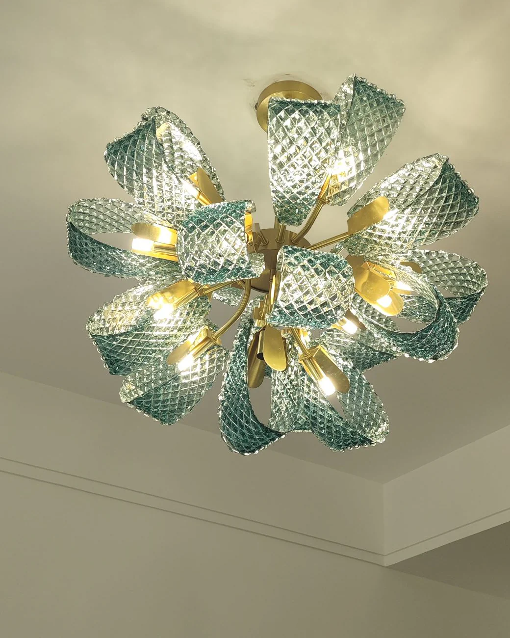 WOMO Peacock Blue Art Glass Chandelier-WM2213b - Image 26