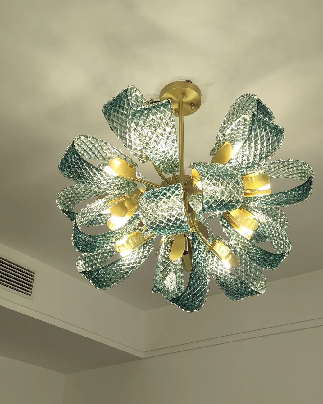 WOMO Peacock Blue Art Glass Chandelier-WM2213b - Image 27