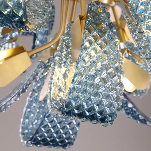 WOMO Peacock Blue Art Glass Chandelier-WM2213b - Image 35