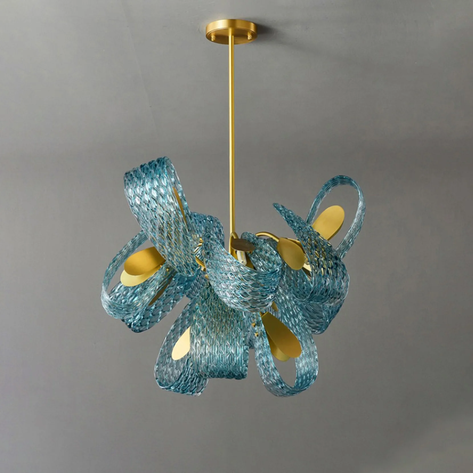 WOMO Peacock Blue Art Glass Chandelier-WM2213b - Image 38