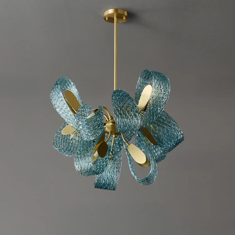 WOMO Peacock Blue Art Glass Chandelier-WM2213b - Image 39