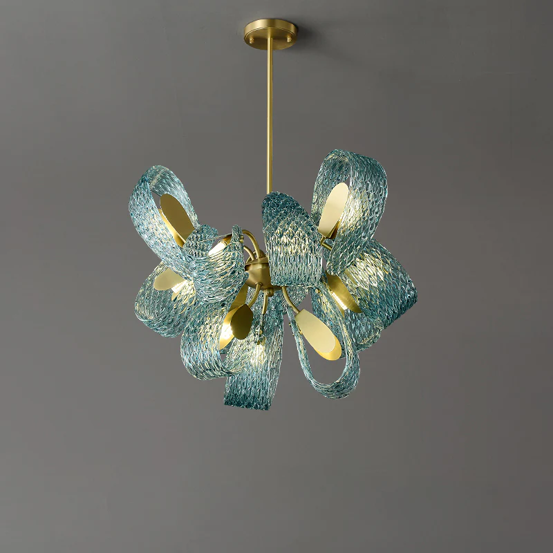 WOMO Peacock Blue Art Glass Chandelier-WM2213b - Image 40
