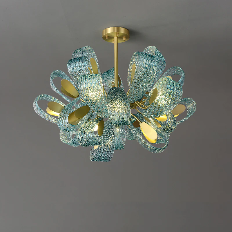 WOMO Peacock Blue Art Glass Chandelier-WM2213b - Image 41