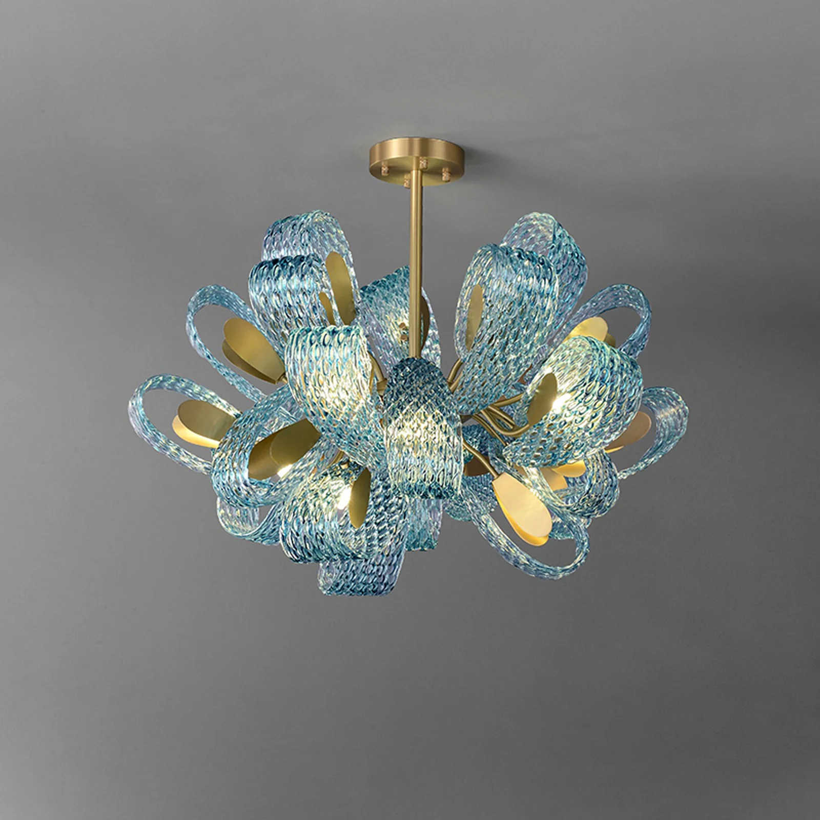 WOMO Peacock Blue Art Glass Chandelier-WM2213b - Image 42