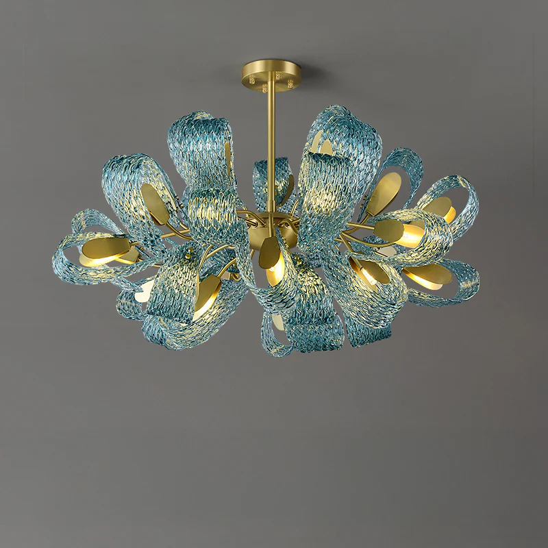 WOMO Peacock Blue Art Glass Chandelier-WM2213b - Image 44