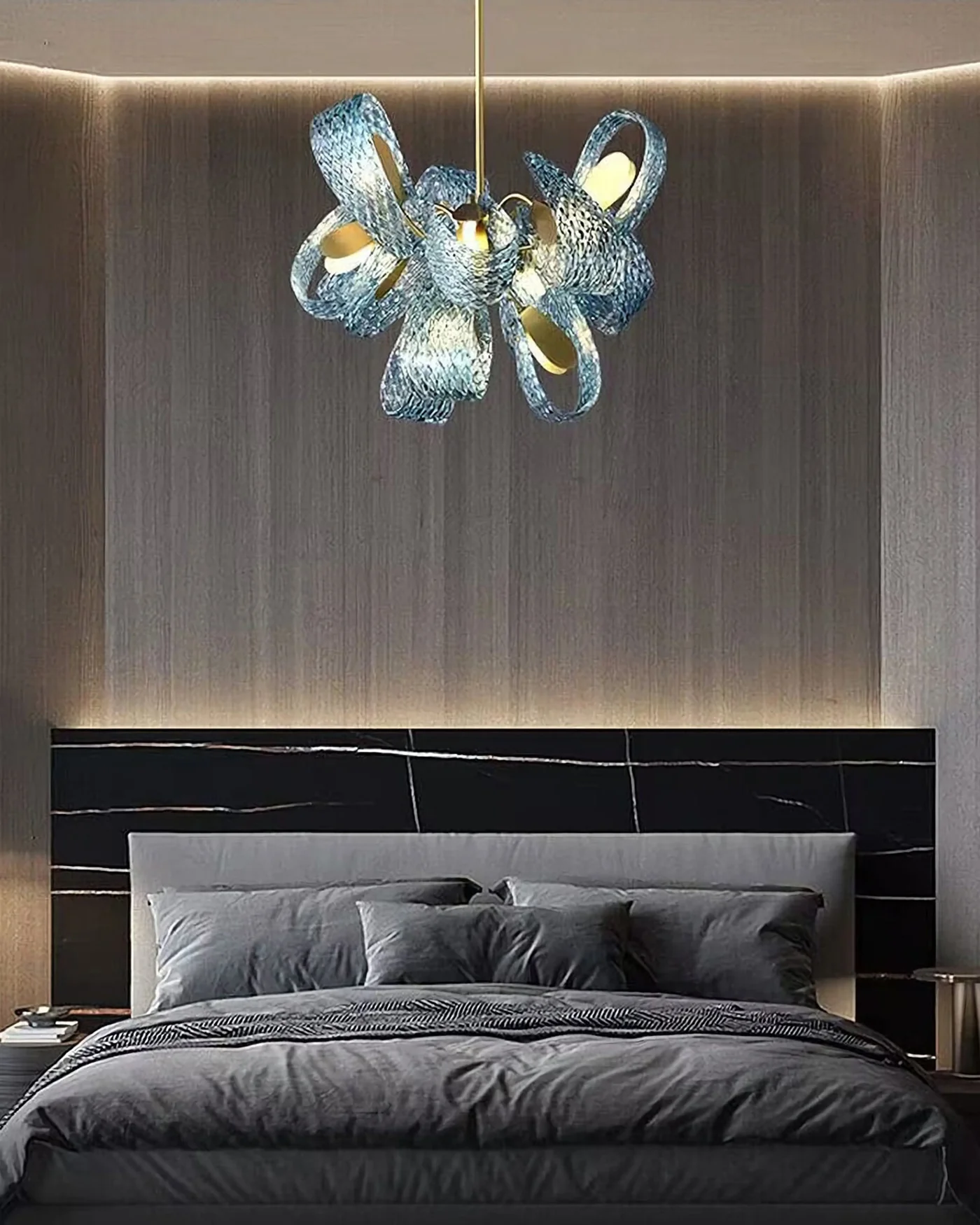 WOMO Peacock Blue Art Glass Chandelier-WM2213b - Image 5