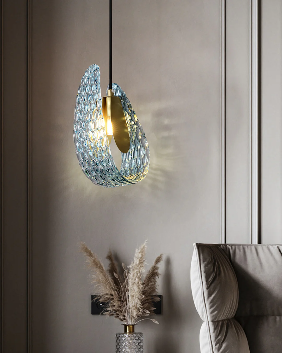 WOMO Peacock Blue Art Glass Pendant Light-WM2213a - Image 11