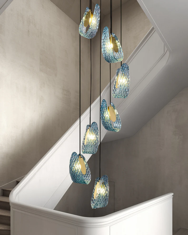 WOMO Peacock Blue Art Glass Pendant Light-WM2213a - Image 2