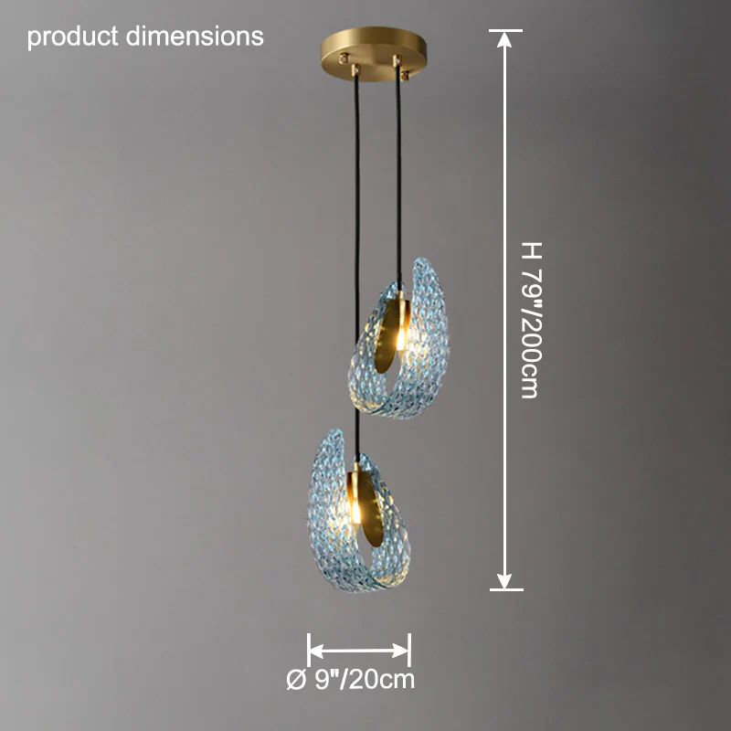 WOMO Peacock Blue Art Glass Pendant Light-WM2213a - Image 20