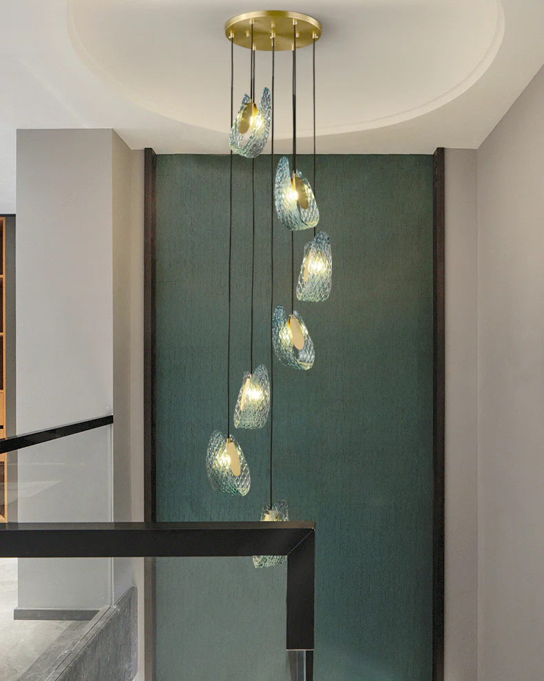 WOMO Peacock Blue Art Glass Pendant Light-WM2213a - Image 3