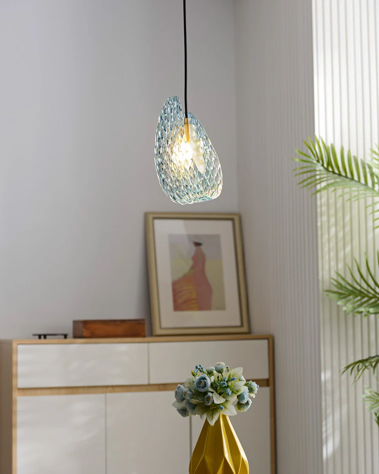 WOMO Peacock Blue Art Glass Pendant Light-WM2213a - Image 4
