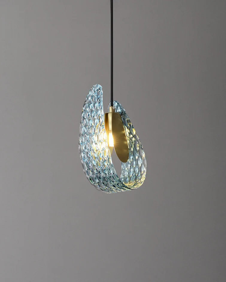 WOMO Peacock Blue Art Glass Pendant Light-WM2213a - Image 8