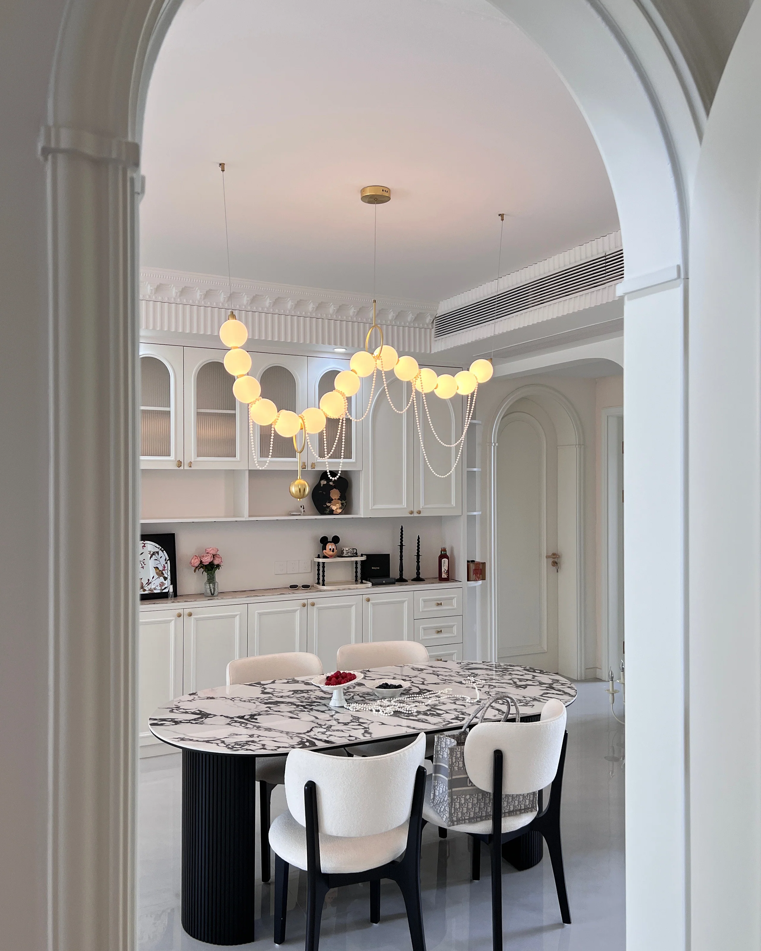 WOMO Pearl Brass Globe Dining Room Chandelier-WM2102a - Image 3