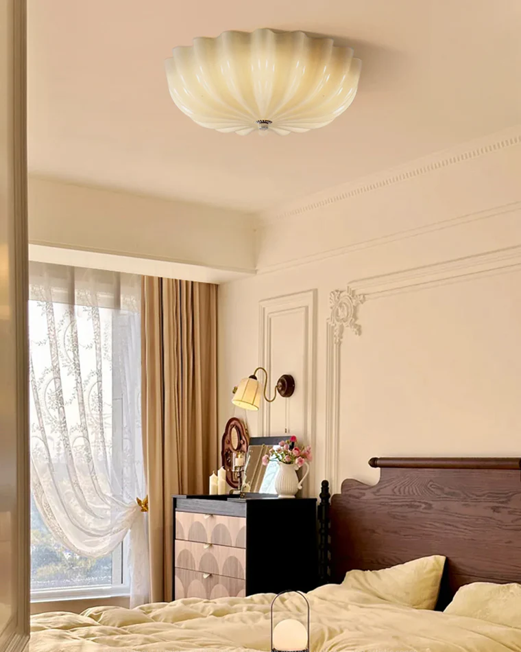 WOMO Pleated Glass Flush Mount Ceiling Light-WM1133 - Image 2