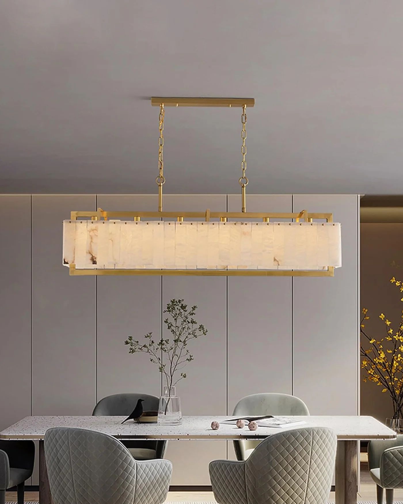 WOMO Rectangular Alabaster Chandelier-WM2390b - Image 5