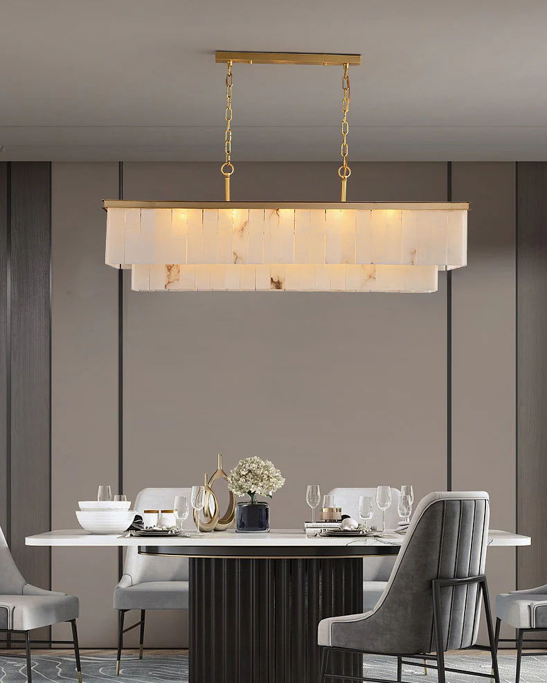 WOMO Rectangular Alabaster Chandelier-WM2854 - Image 2