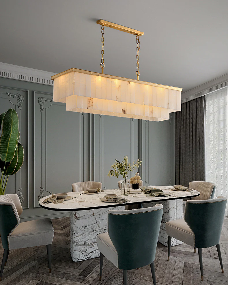 WOMO Rectangular Alabaster Chandelier-WM2854 - Image 3