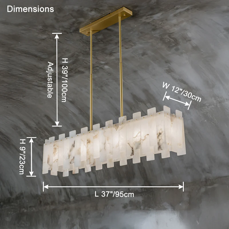 WOMO Rectangular Alabaster Chandelier-WM2856 - Image 13