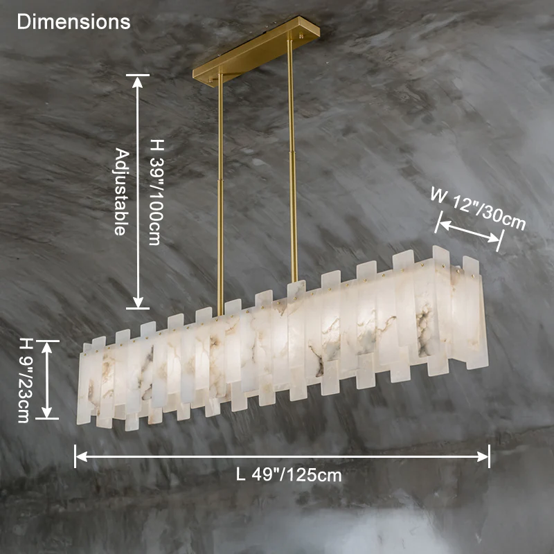 WOMO Rectangular Alabaster Chandelier-WM2856 - Image 15