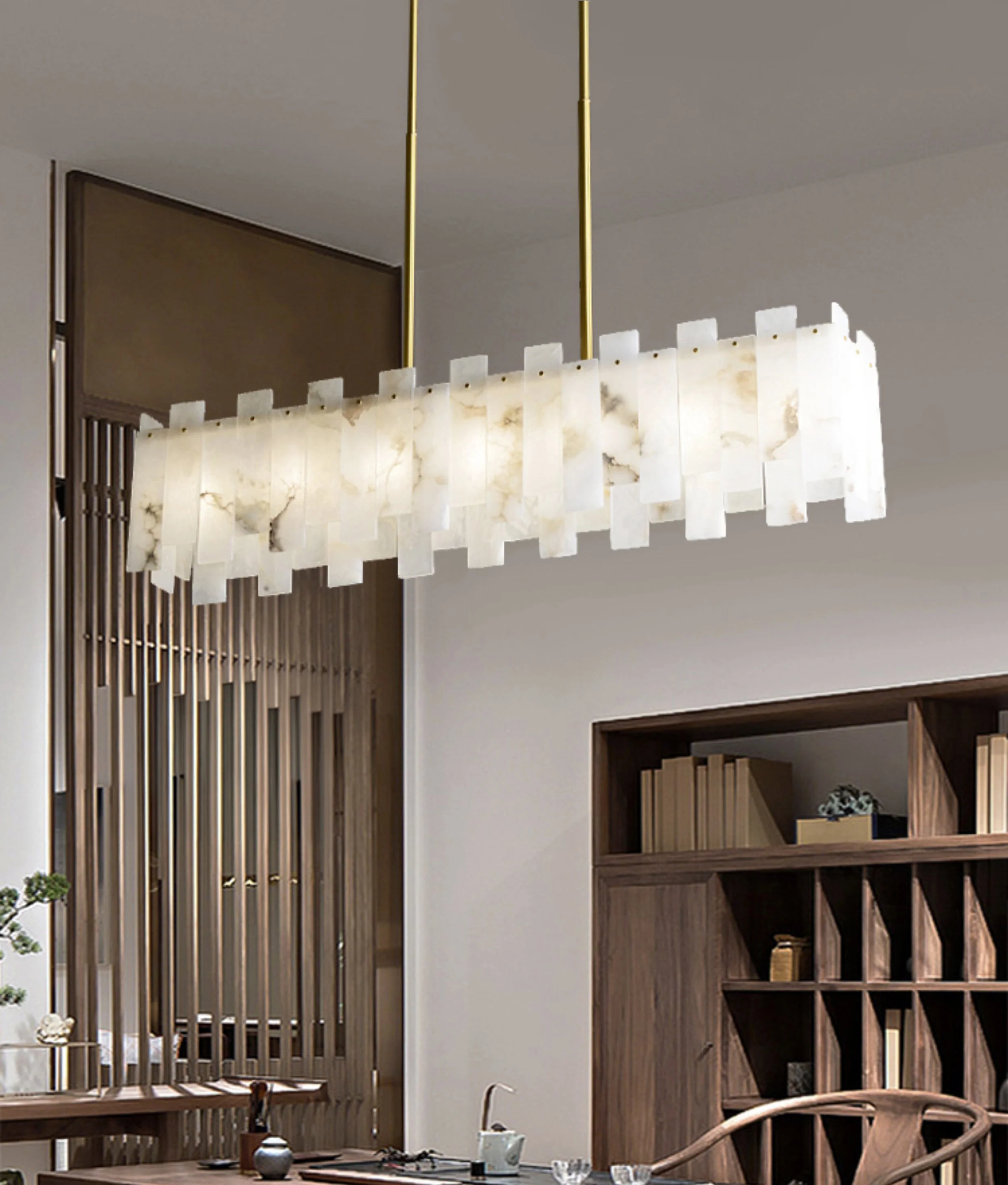 WOMO Rectangular Alabaster Chandelier-WM2856 - Image 6