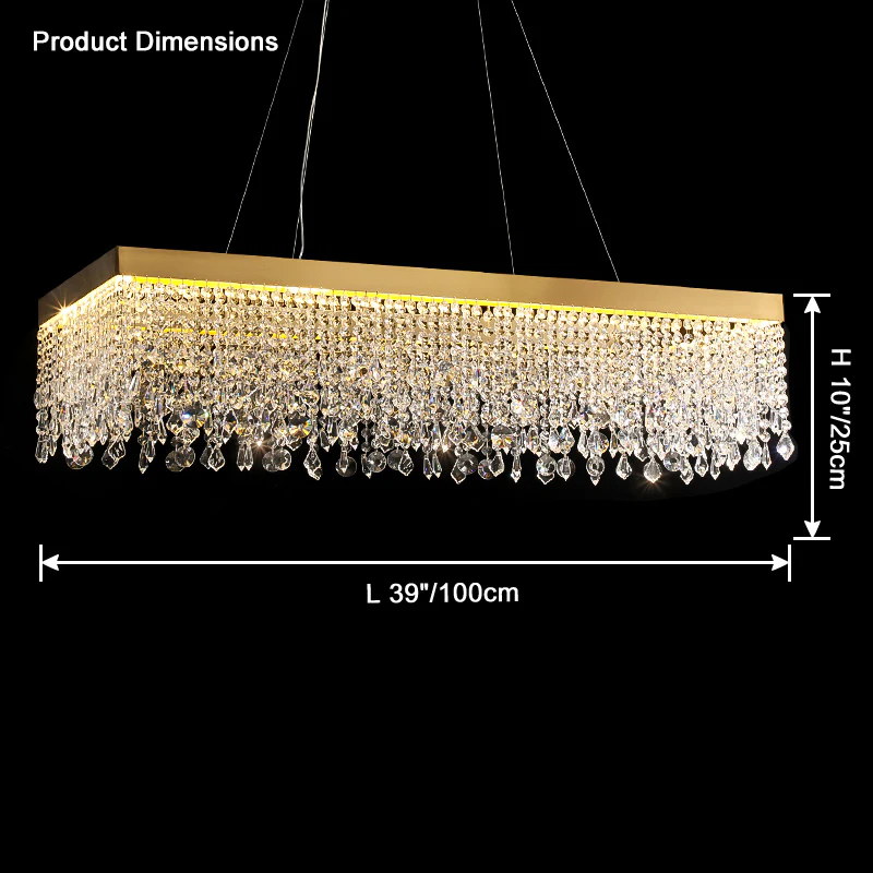 WOMO Rectangular Crystal Fringe Chandelier-WM2349 - Image 14