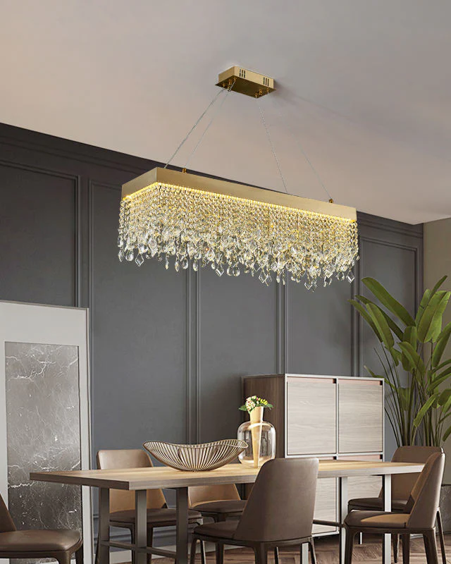 WOMO Rectangular Crystal Fringe Chandelier-WM2349 - Image 2