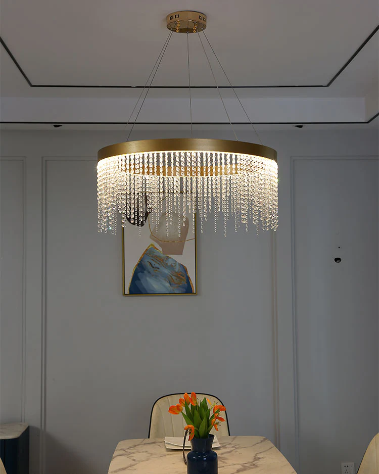 WOMO Rectangular Crystal Fringe Chandelier-WM2349 - Image 4