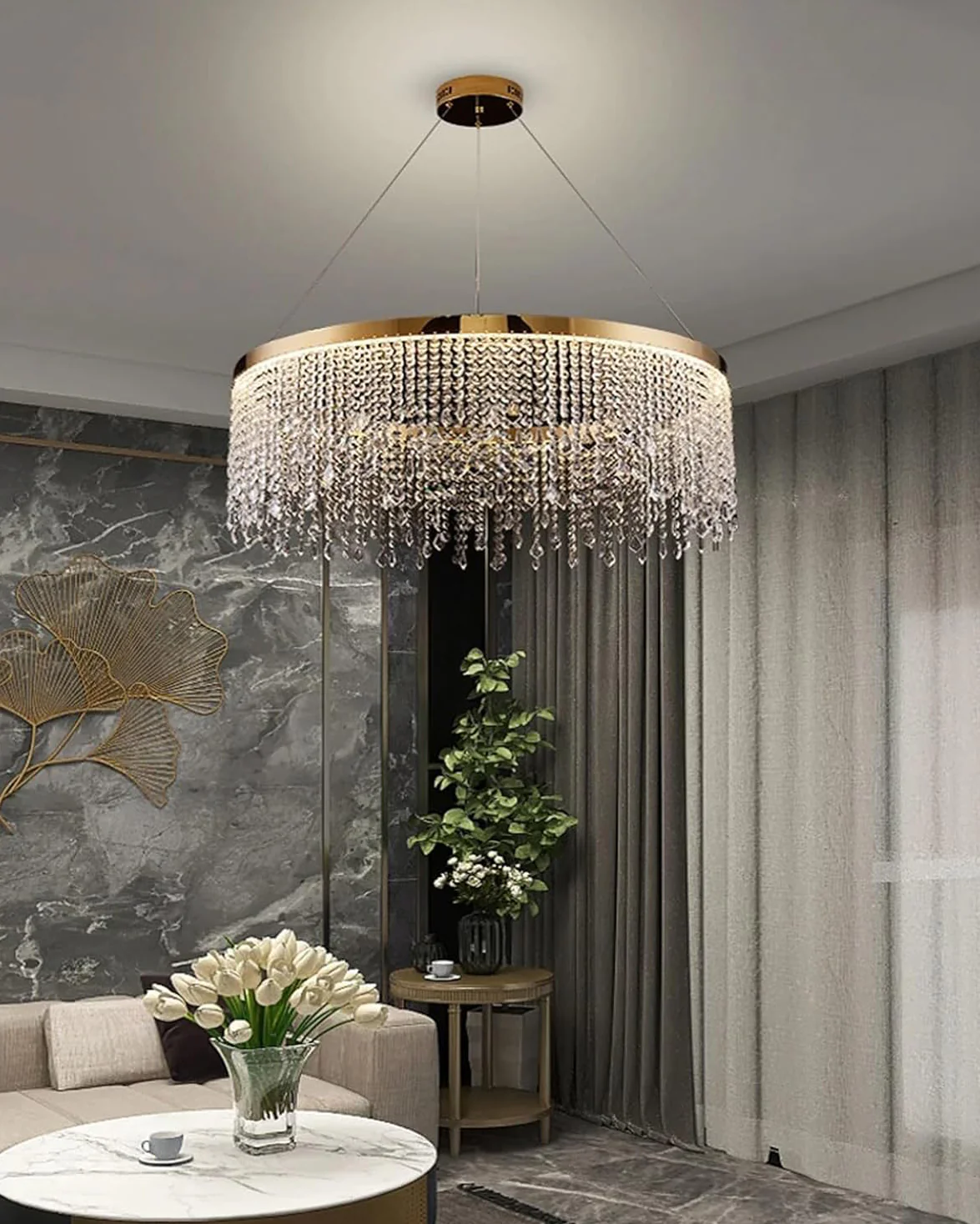 WOMO Rectangular Crystal Fringe Chandelier-WM2349 - Image 5