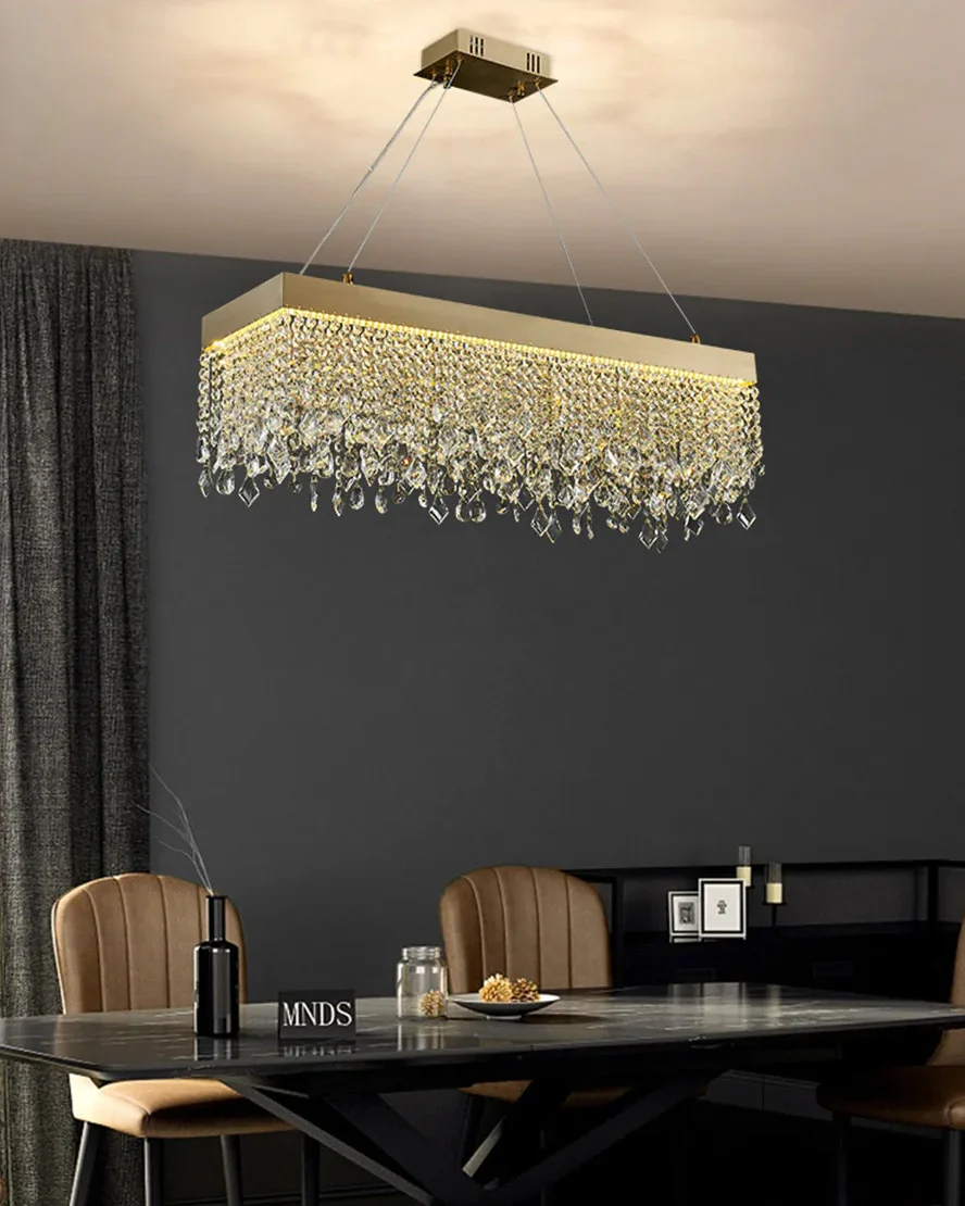 WOMO Rectangular Crystal Fringe Chandelier-WM2349 - Image 6