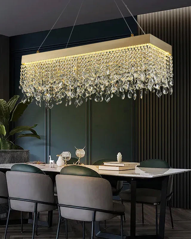WOMO Rectangular Crystal Fringe Chandelier-WM2349 - Image 7