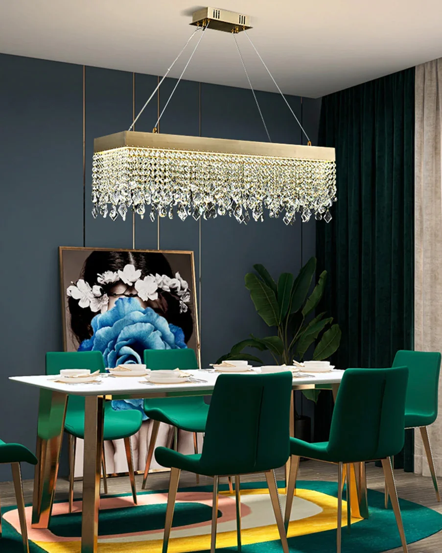 WOMO Rectangular Crystal Fringe Chandelier-WM2349 - Image 9