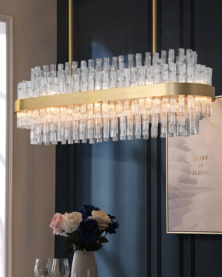 WOMO Gold Rectangular Crystal Chandelier-WM2548 - Image 3
