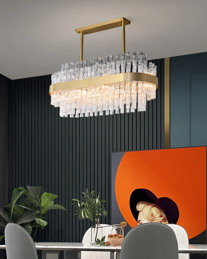 WOMO Gold Rectangular Crystal Chandelier-WM2548 - Image 4