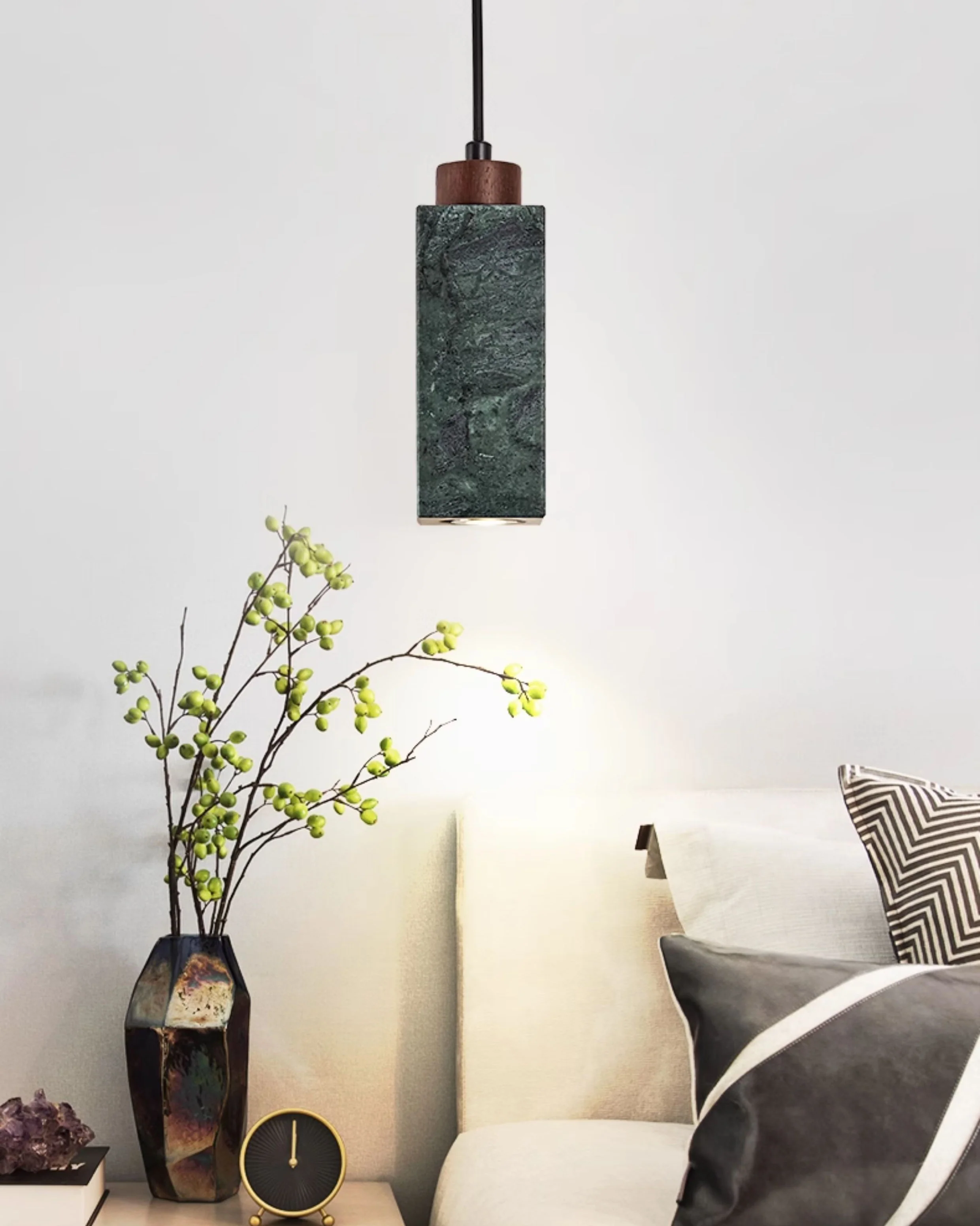 WOMO Rectangular Travertine Pendant Light-WM3089 - Image 2