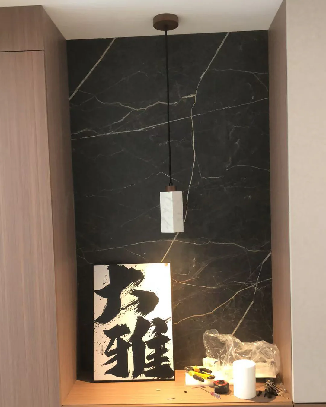 WOMO Rectangular Travertine Pendant Light-WM3089 - Image 6