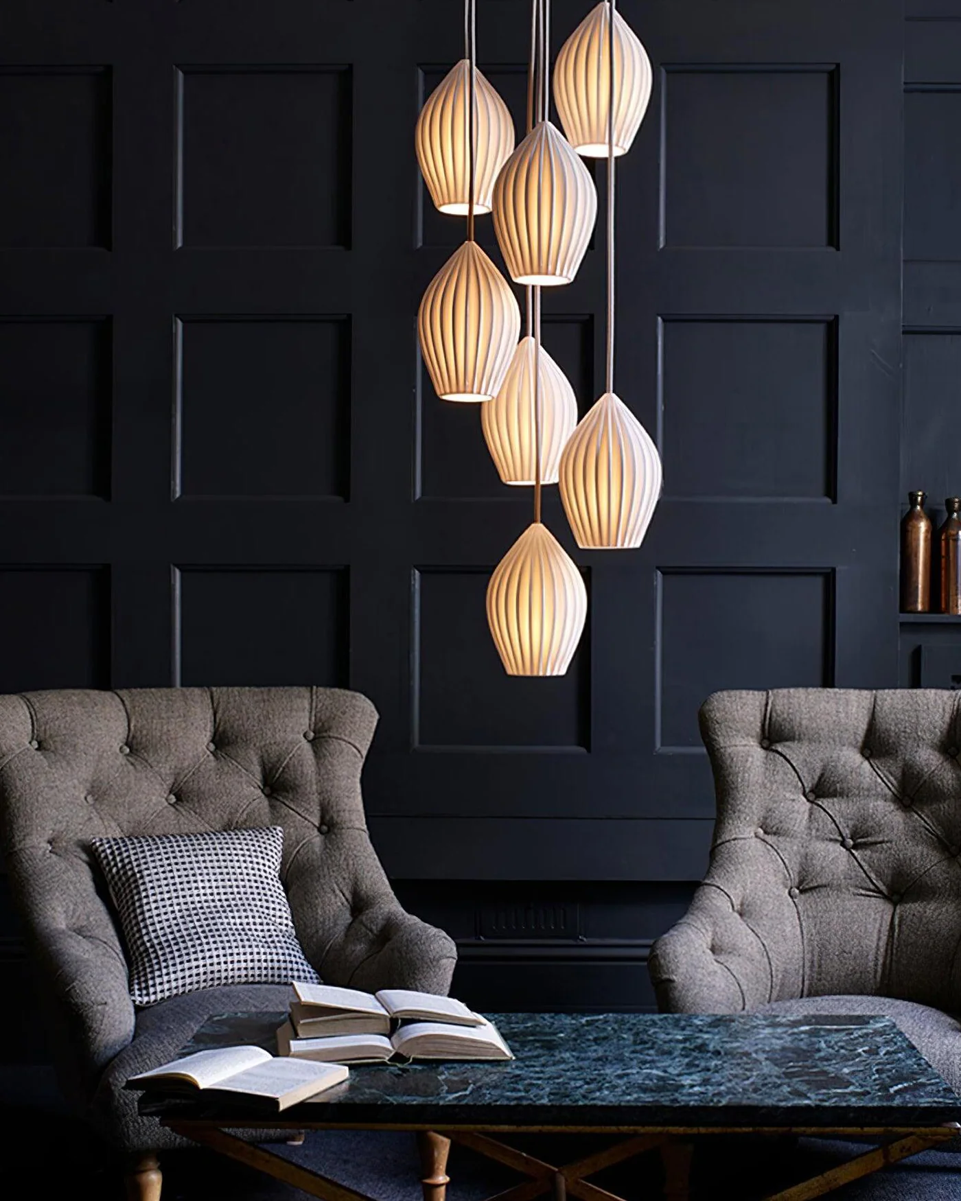 WOMO Ribbed Bud Ceramic Multi-Light Chandelier-WM2132b - Image 2