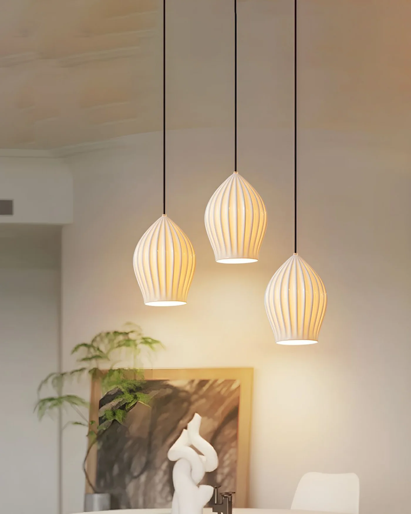 WOMO Ribbed Bud Ceramic Multi-Light Chandelier-WM2132b - Image 6