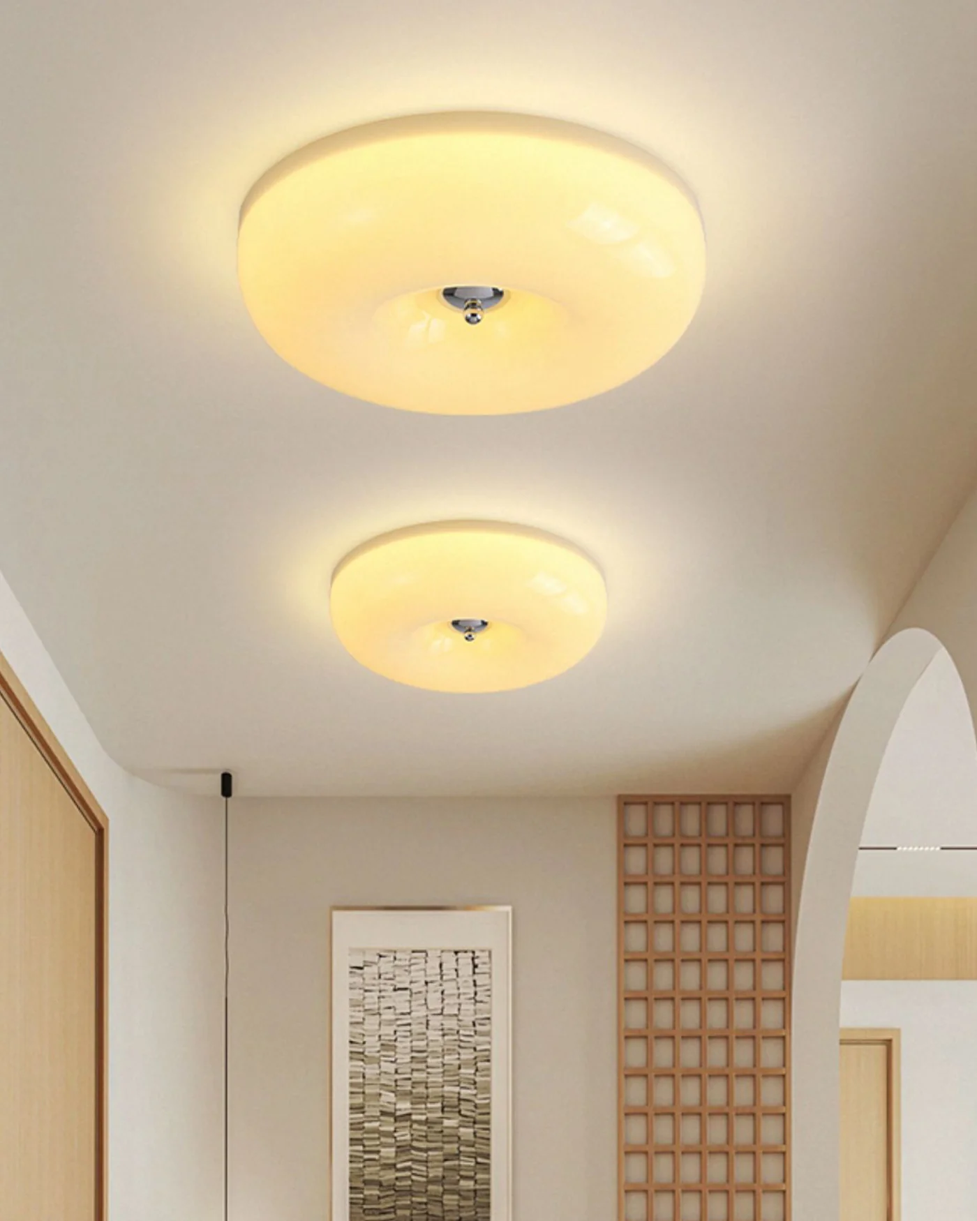 WOMO Round Milk Glass Flush Mount Ceiling Light-WM1134 - Image 10