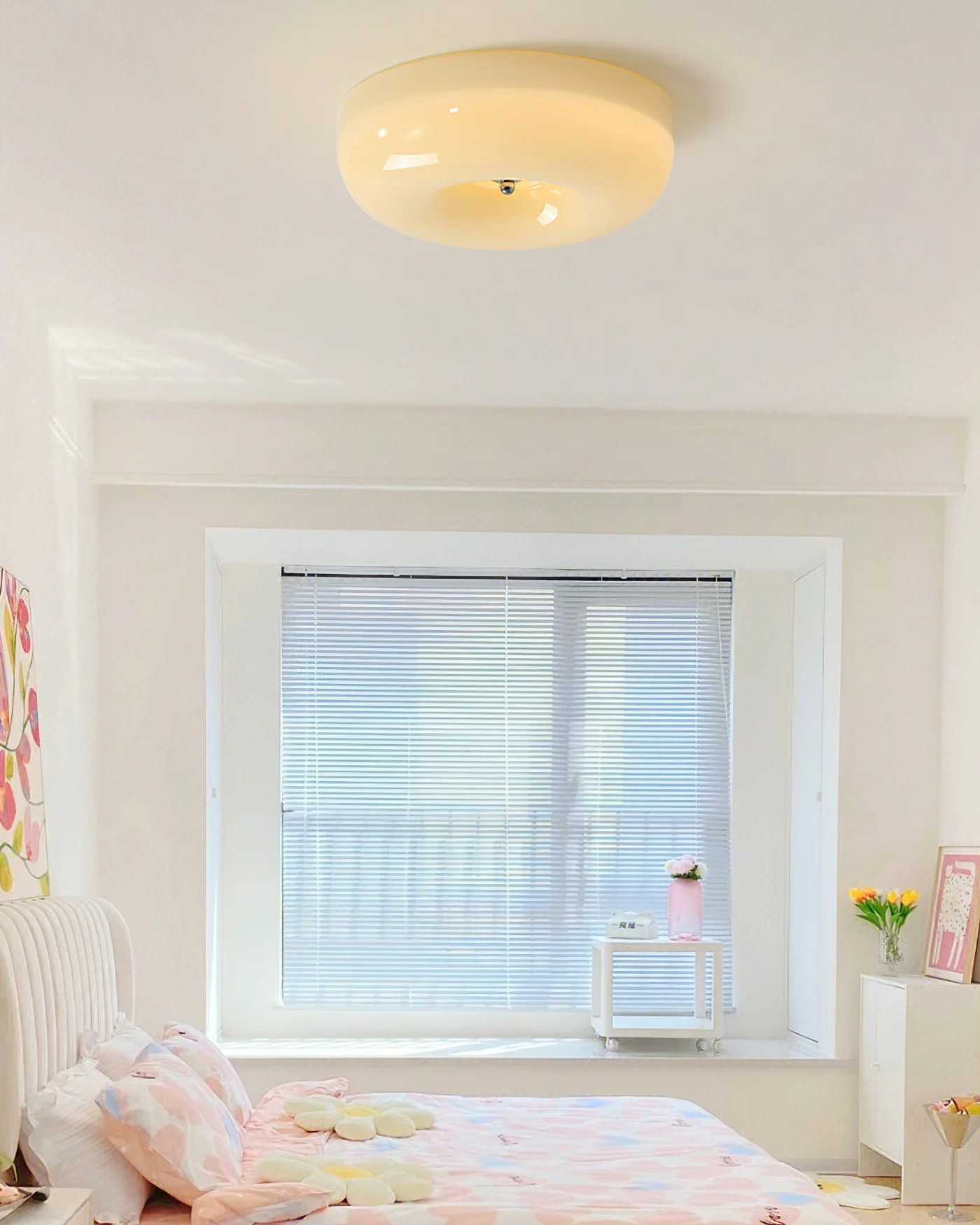 WOMO Round Milk Glass Flush Mount Ceiling Light-WM1134 - Image 11