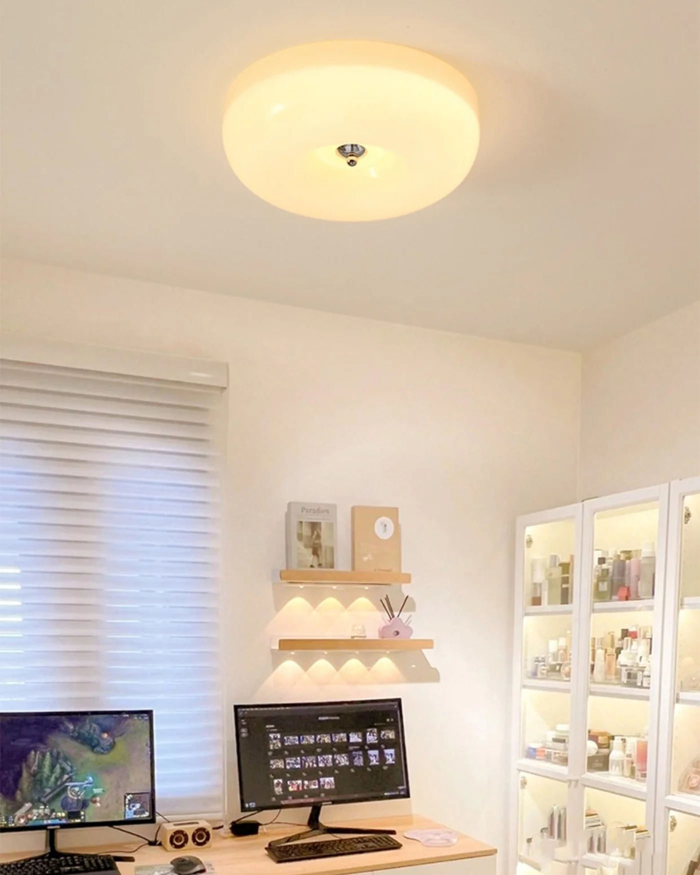 WOMO Round Milk Glass Flush Mount Ceiling Light-WM1134 - Image 12