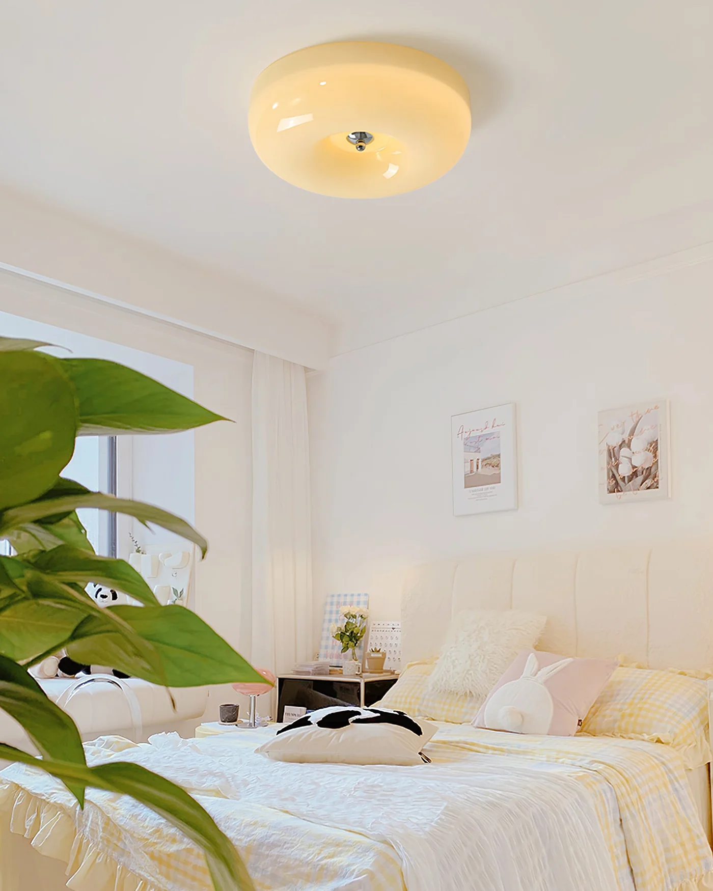 WOMO Round Milk Glass Flush Mount Ceiling Light-WM1134 - Image 13