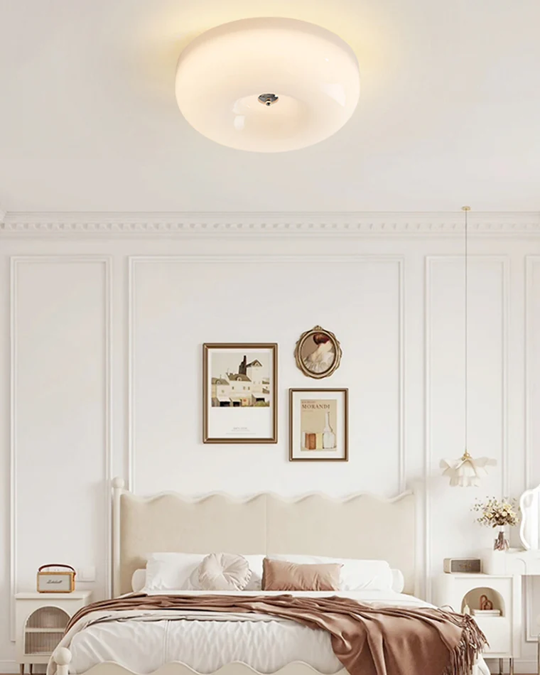 WOMO Round Milk Glass Flush Mount Ceiling Light-WM1134 - Image 17
