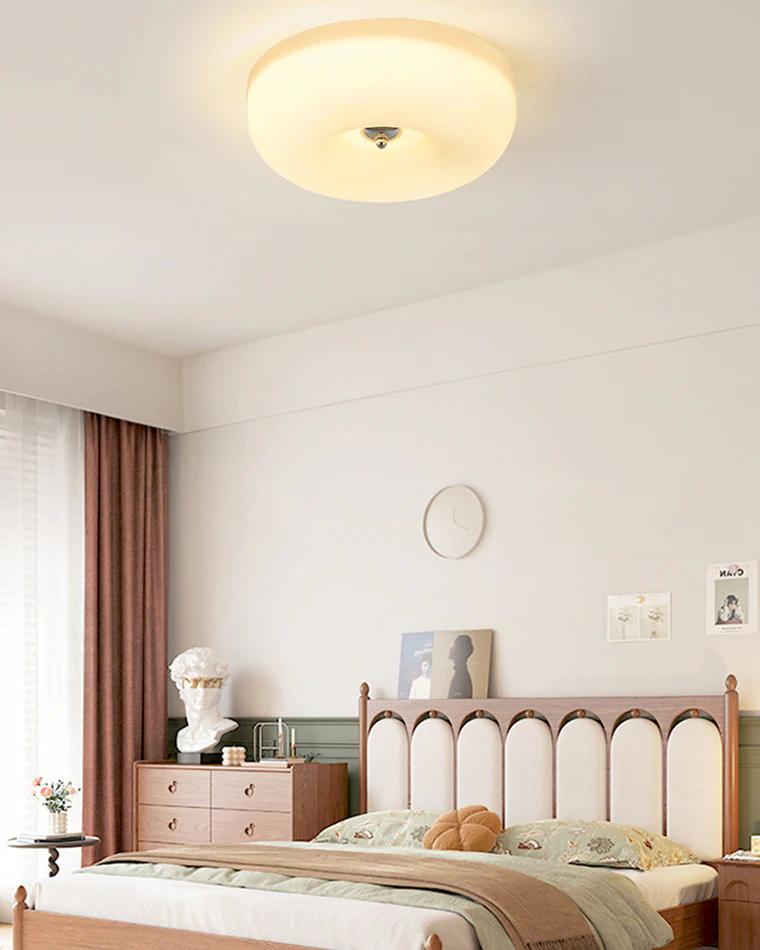 WOMO Round Milk Glass Flush Mount Ceiling Light-WM1134 - Image 2