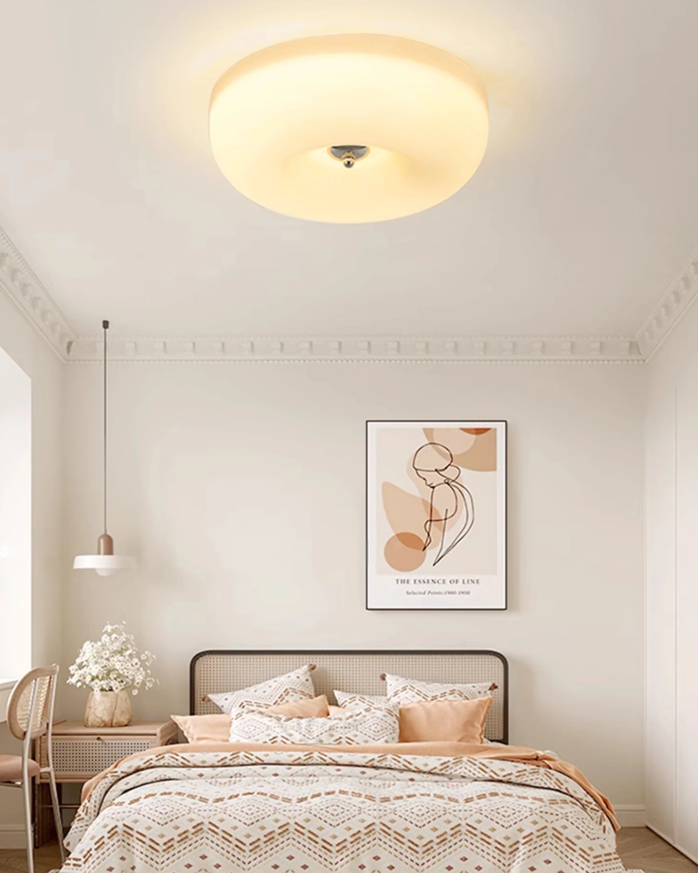 WOMO Round Milk Glass Flush Mount Ceiling Light-WM1134 - Image 4