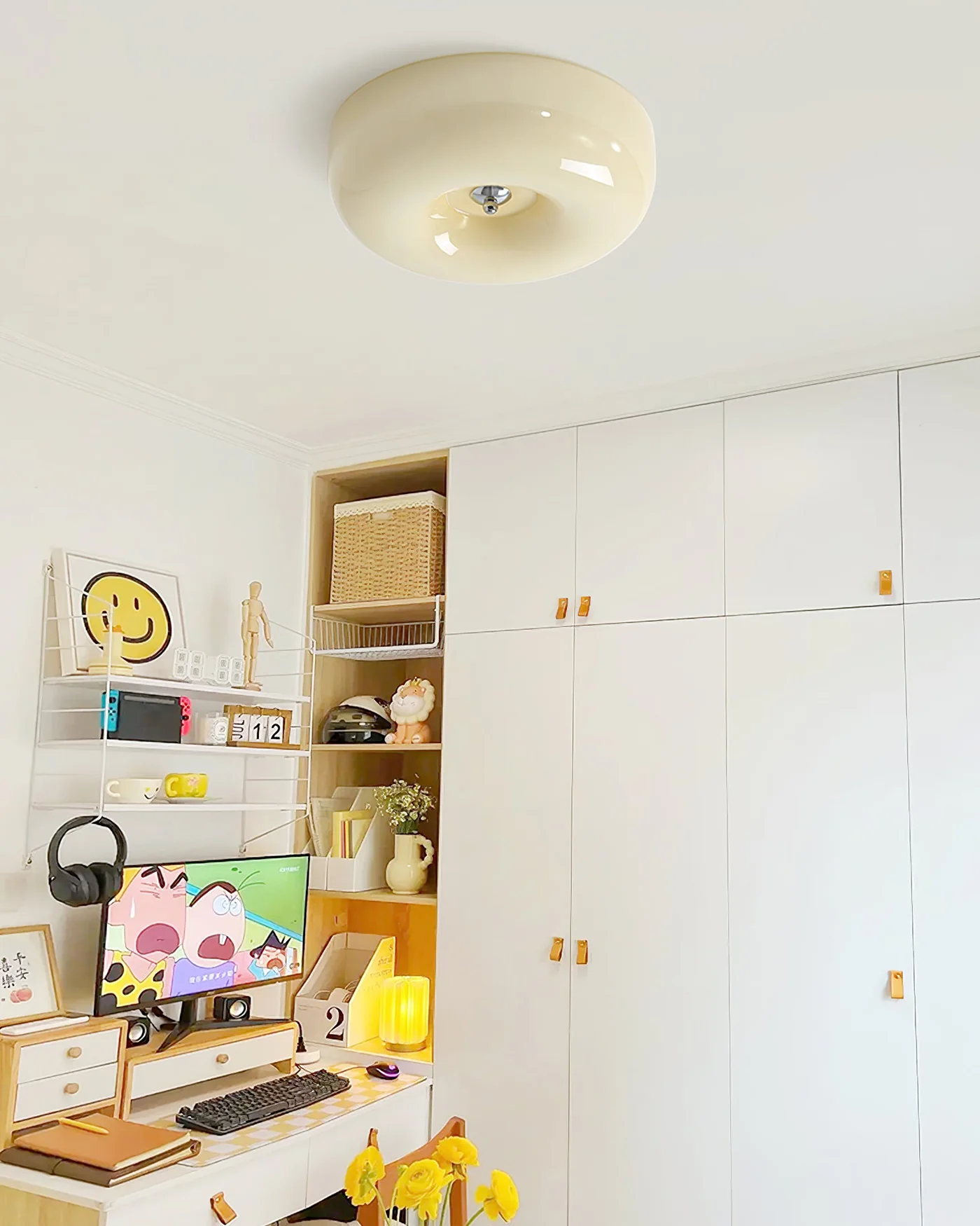 WOMO Round Milk Glass Flush Mount Ceiling Light-WM1134 - Image 8