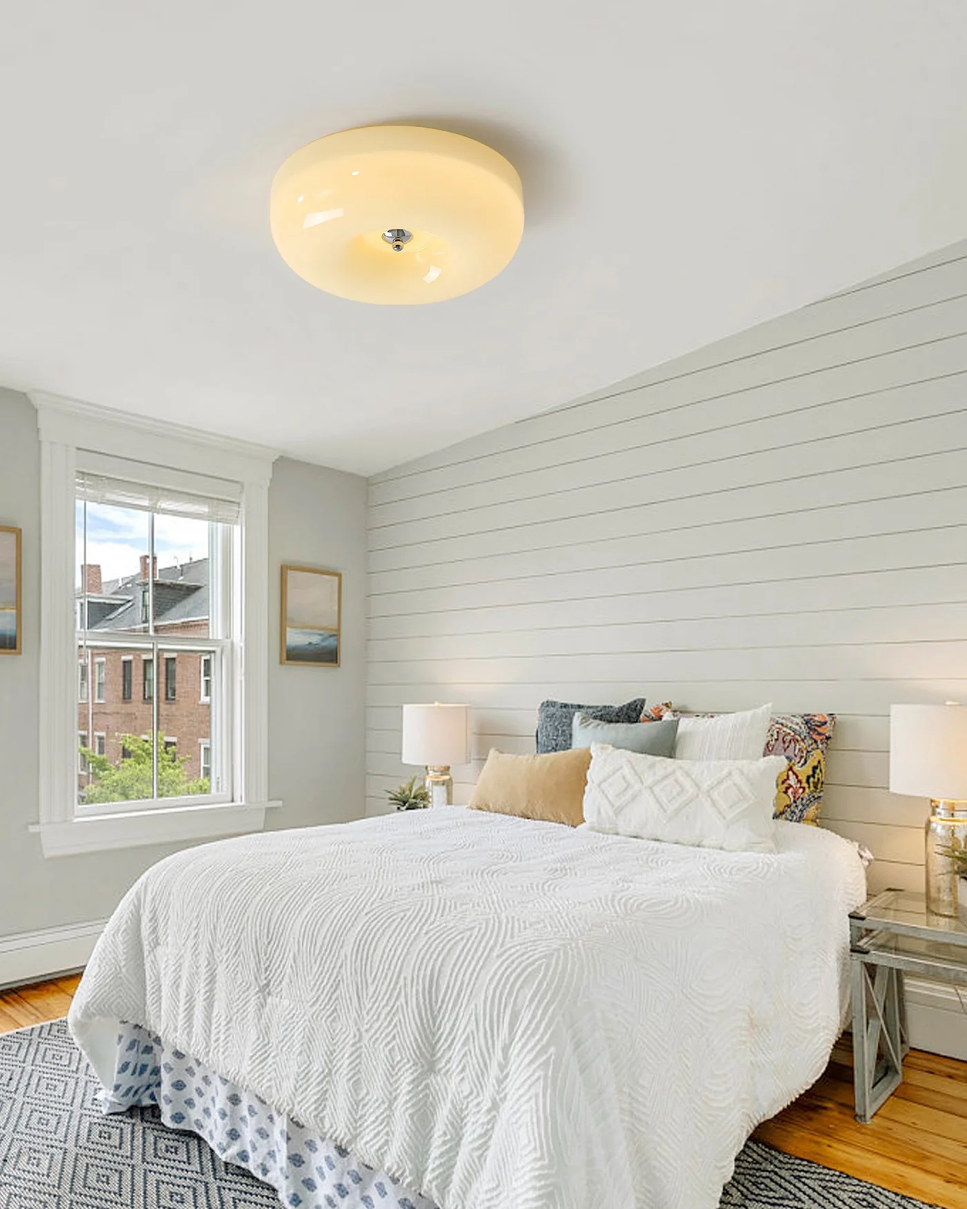 WOMO Round Milk Glass Flush Mount Ceiling Light-WM1134 - Image 9