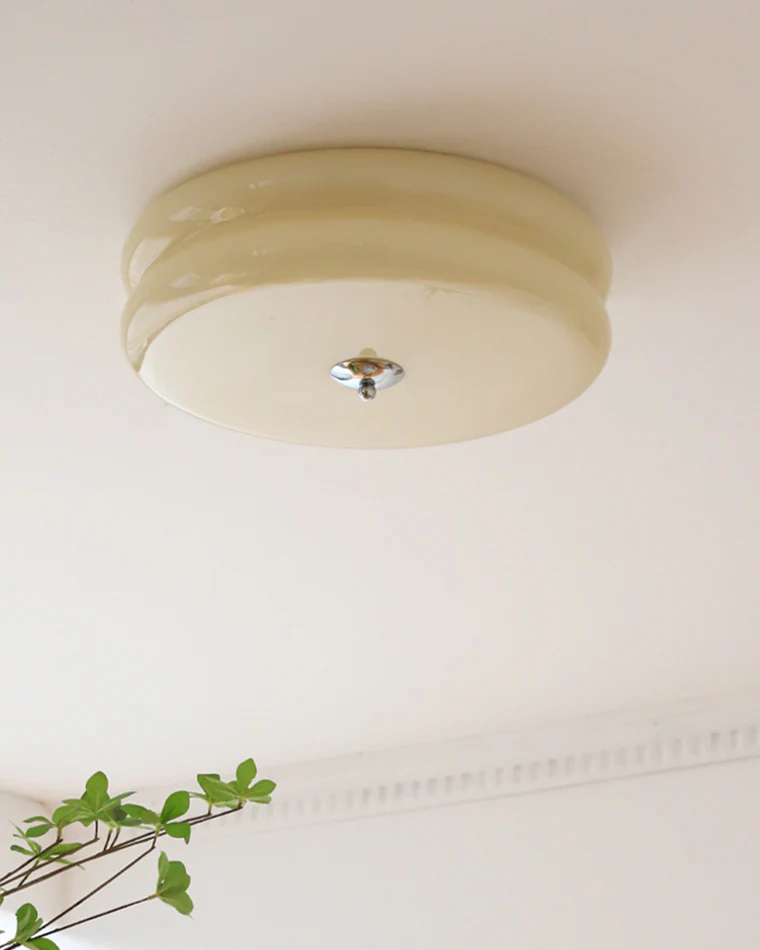 WOMO Round Cream Glass Flush Mount Ceiling Light-WM1132 - Image 15