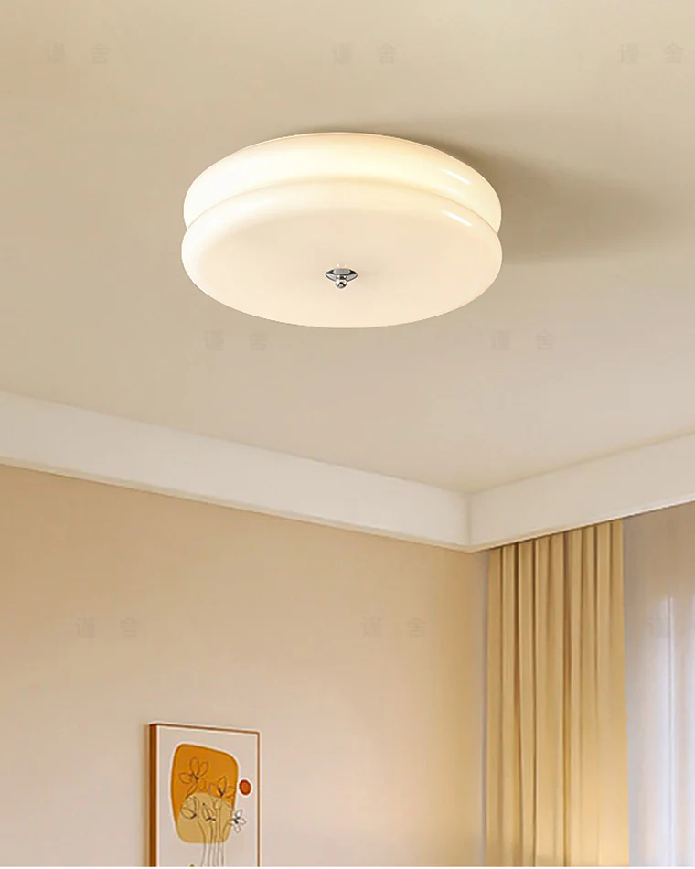 WOMO Round Cream Glass Flush Mount Ceiling Light-WM1132 - Image 4