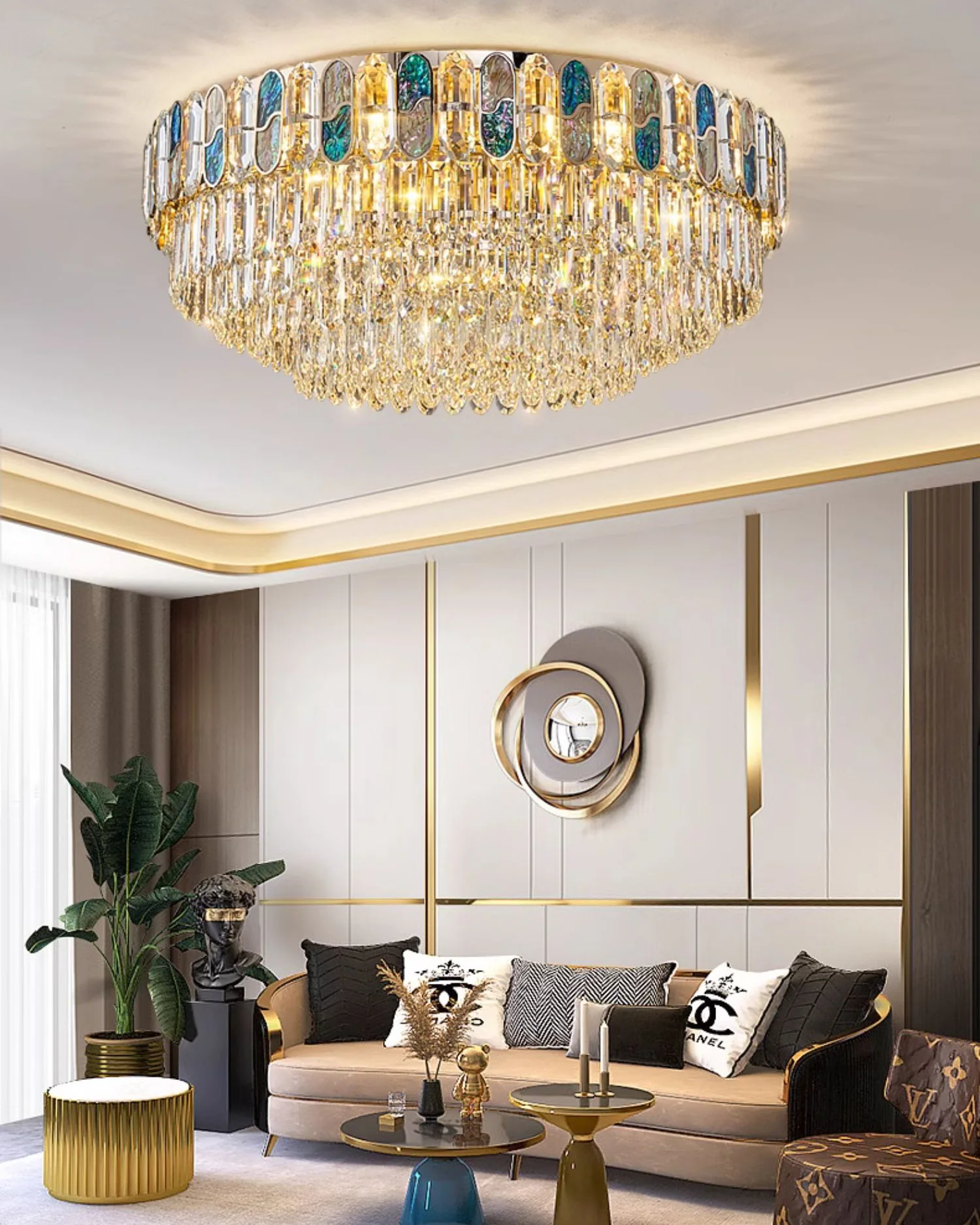 WOMO Round/Oval Shell Crystal Chandelier-WM3032 - Image 3